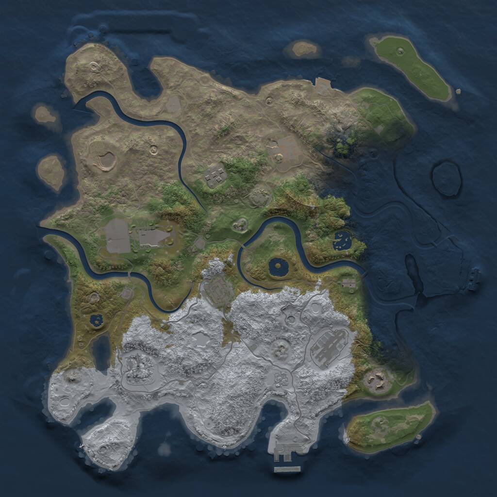 Rust Map: Procedural Map, Size: 3800, Seed: 39242850, 15 Monuments