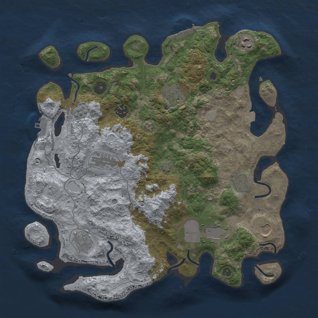 Rust Map: Procedural Map, Size: 3700, Seed: 49346254, 16 Monuments