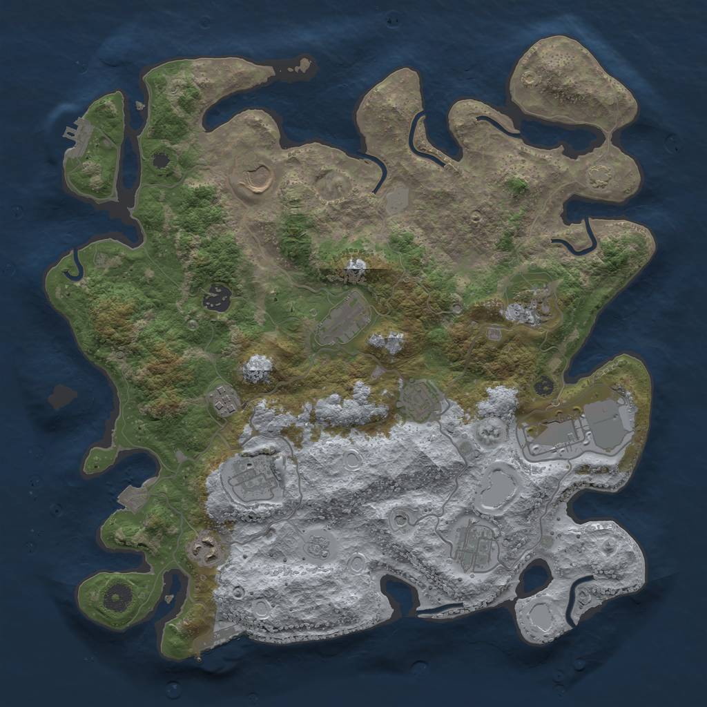 Rust Map: Procedural Map, Size: 3800, Seed: 25834167, 18 Monuments
