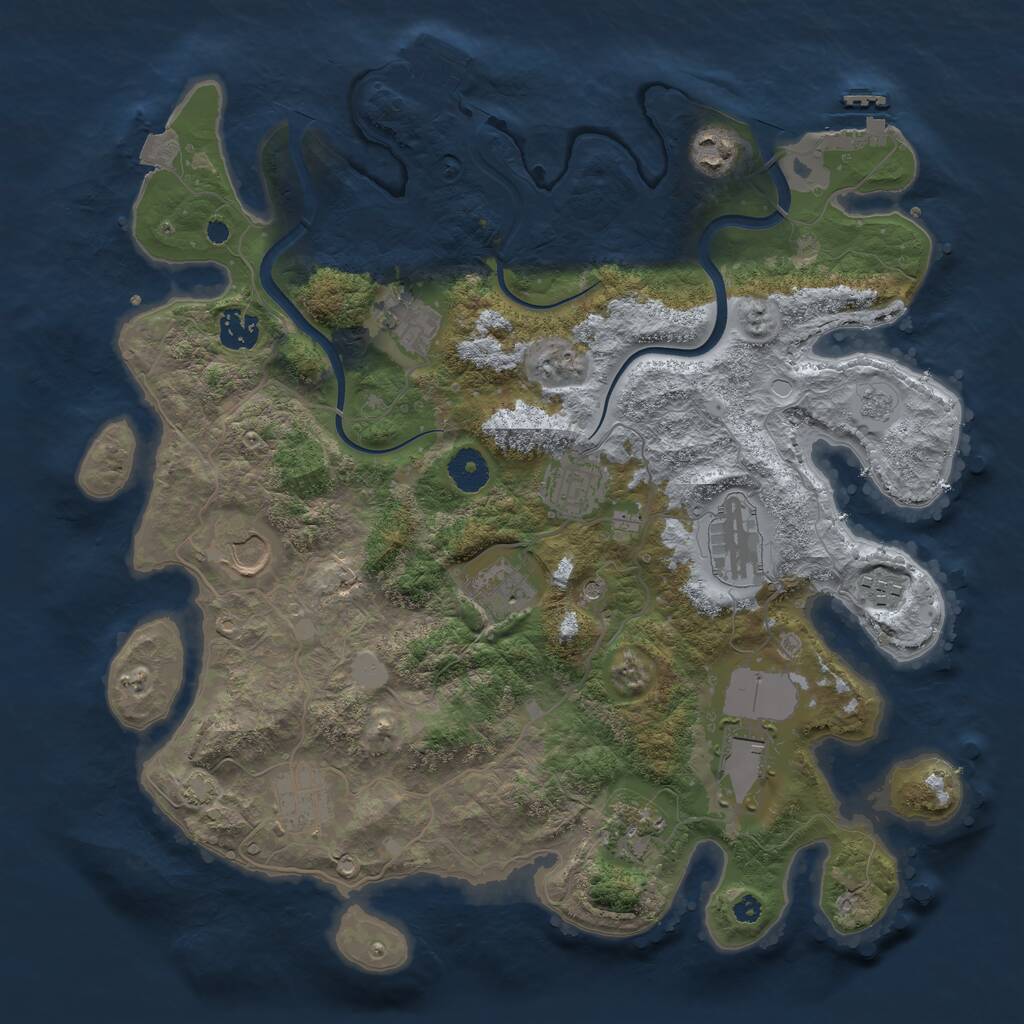 Rust Map: Procedural Map, Size: 3750, Seed: 43386757, 17 Monuments