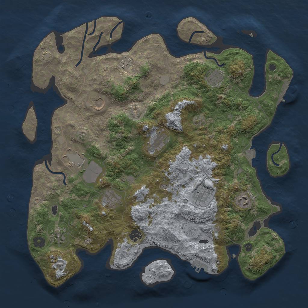 Rust Map: Procedural Map, Size: 3900, Seed: 6601240, 18 Monuments