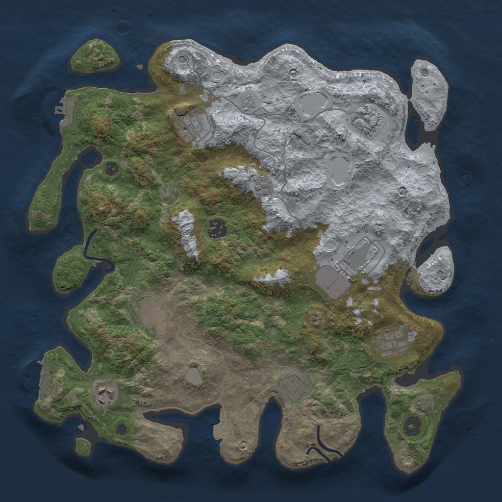 Rust Map: Procedural Map, Size: 3850, Seed: 42125691, 17 Monuments