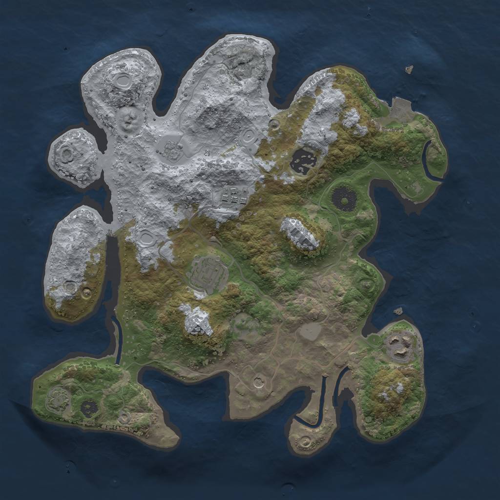 Rust Map: Procedural Map, Size: 3000, Seed: 27538, 10 Monuments