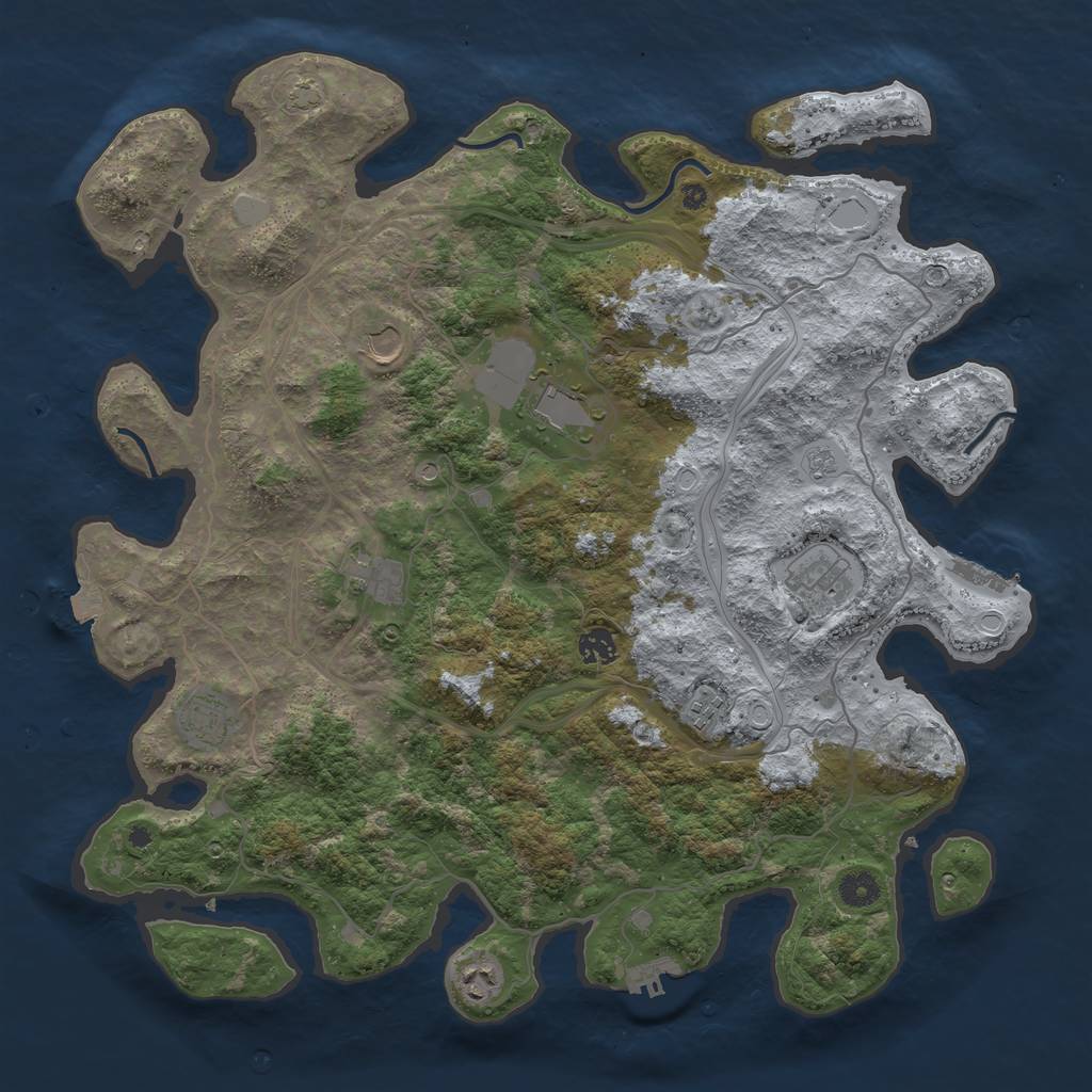 Rust Map: Procedural Map, Size: 4300, Seed: 5450437, 16 Monuments