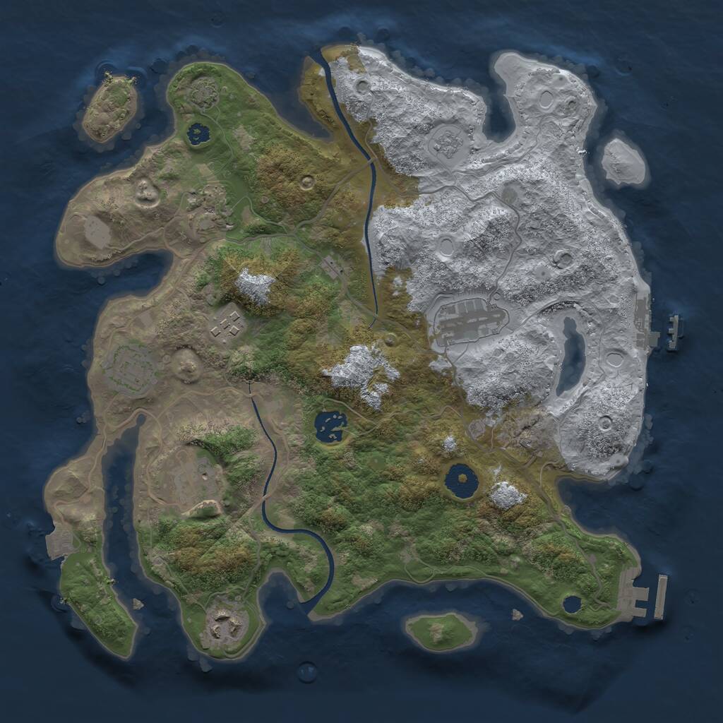 Rust Map: Procedural Map, Size: 3300, Seed: 1867516223, 12 Monuments