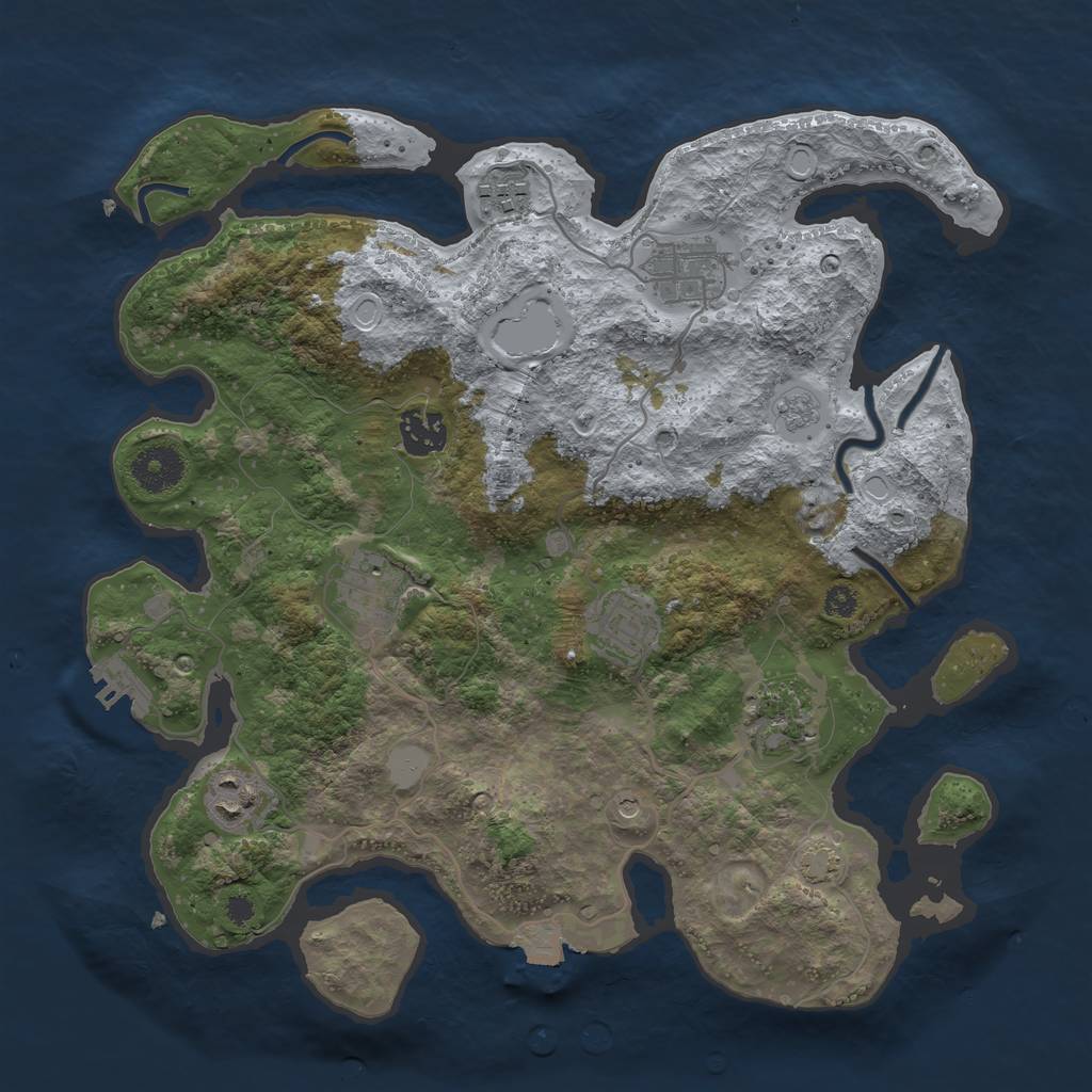 Rust Map: Procedural Map, Size: 3400, Seed: 75734041, 14 Monuments