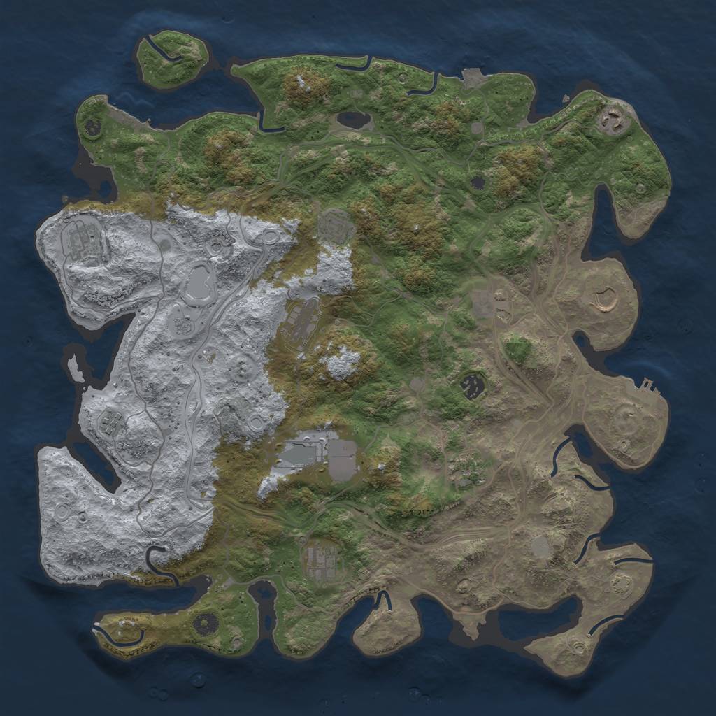 Rust Map: Procedural Map, Size: 4500, Seed: 4290387, 19 Monuments