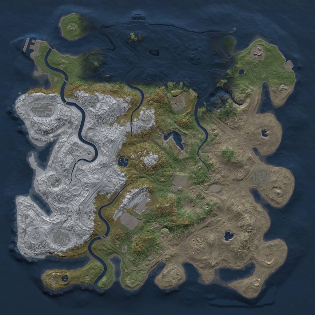 Rust Map: Procedural Map, Size: 4500, Seed: 4290387, 17 Monuments