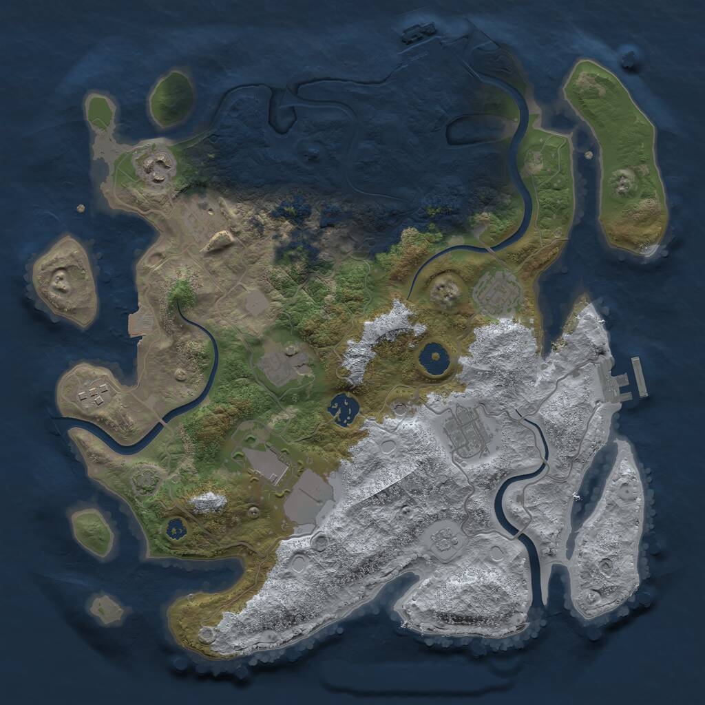 Rust Map: Procedural Map, Size: 3500, Seed: 873132803, 14 Monuments