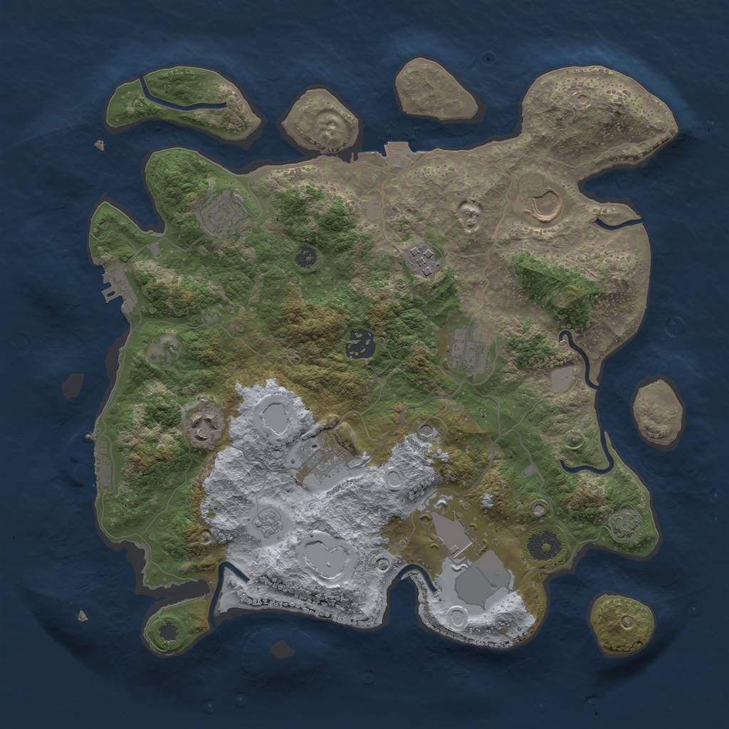 Rust Map: Procedural Map, Size: 3500, Seed: 144434662, 16 Monuments