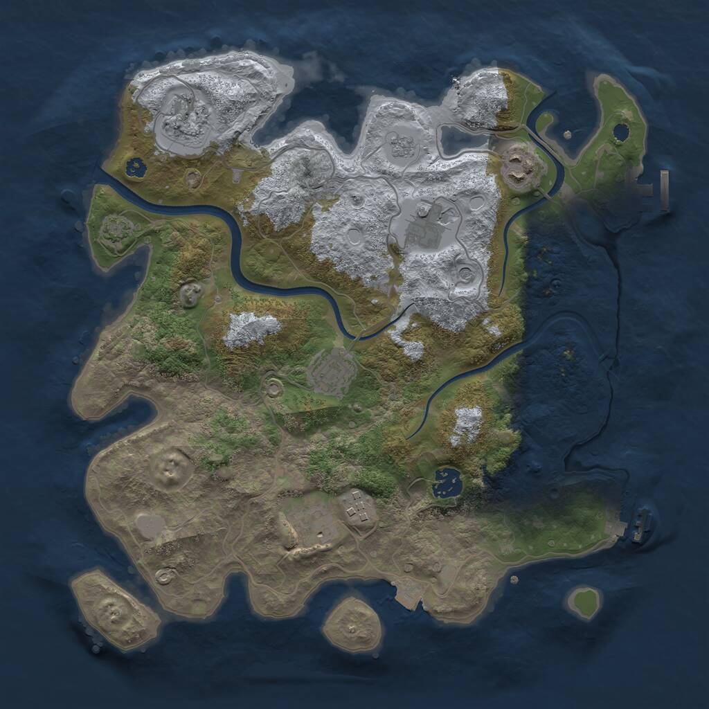 Rust Map: Procedural Map, Size: 3450, Seed: 76412907, 13 Monuments