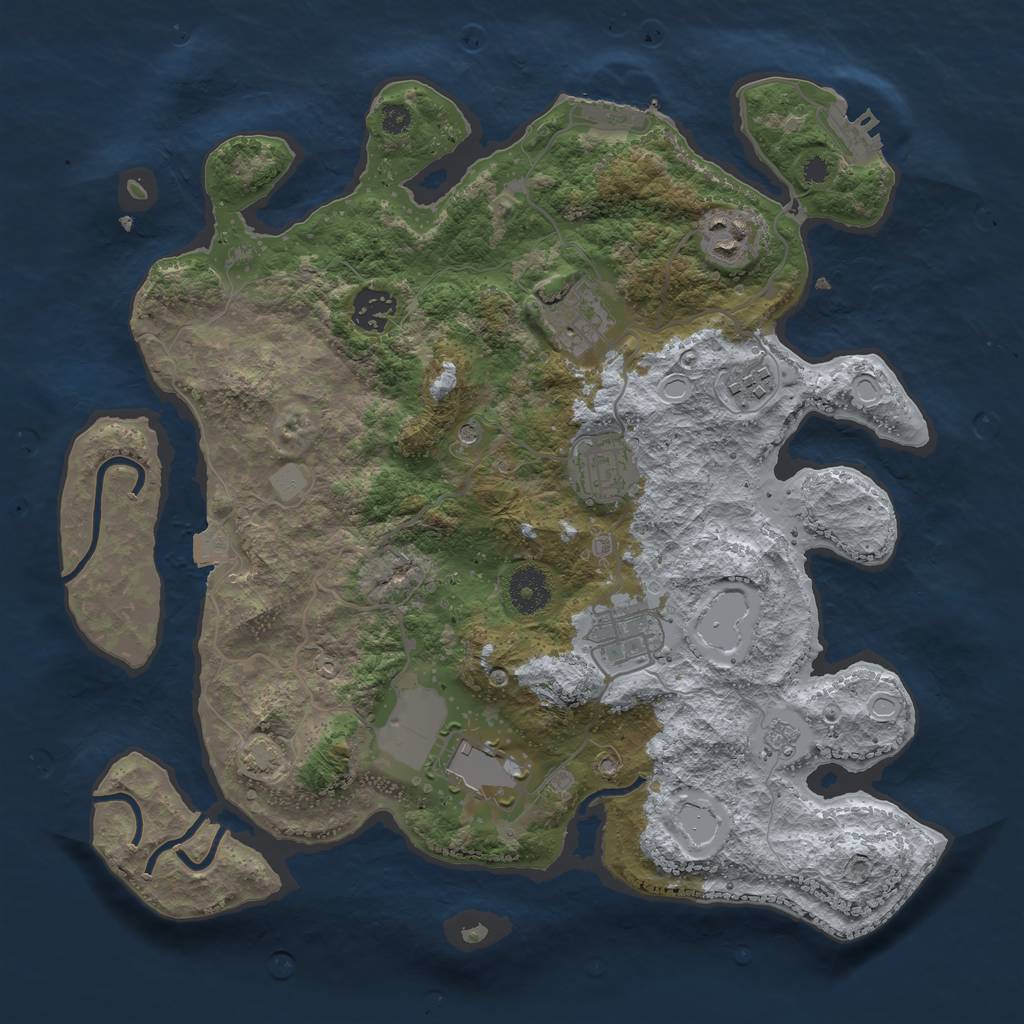 Rust Map: Procedural Map, Size: 3500, Seed: 2083132329, 15 Monuments