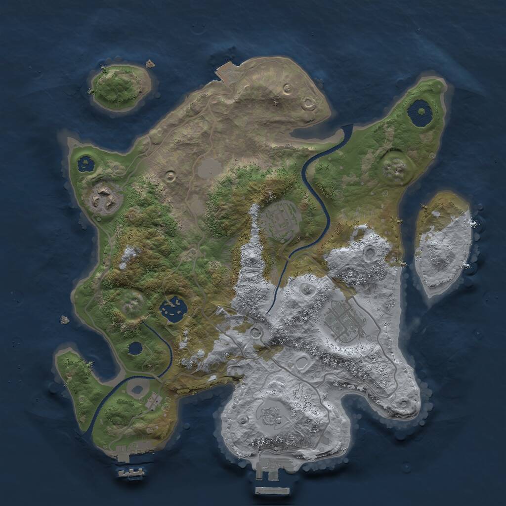 Rust Map: Procedural Map, Size: 3000, Seed: 1623399, 9 Monuments