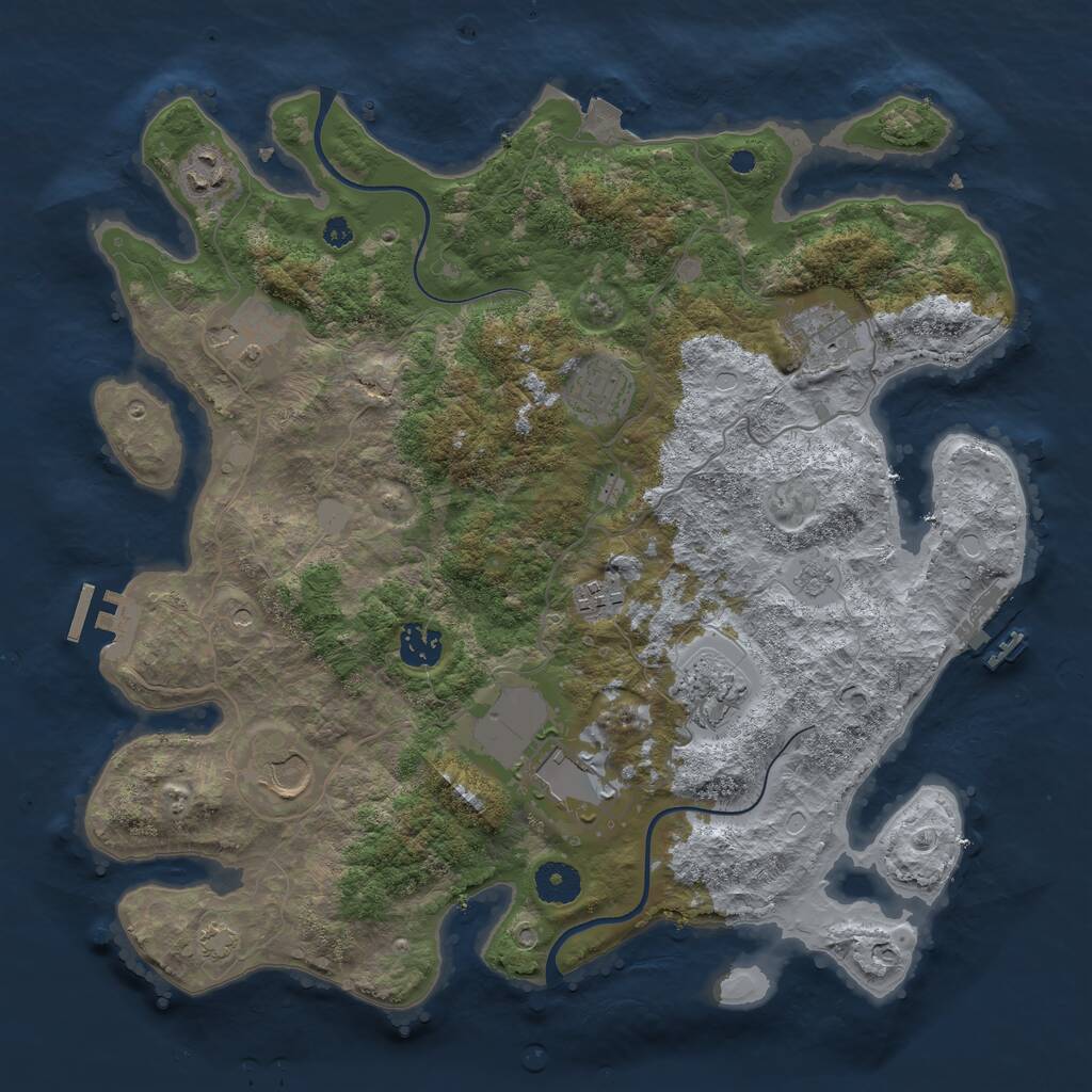 Rust Map: Procedural Map, Size: 3700, Seed: 77787256, 15 Monuments