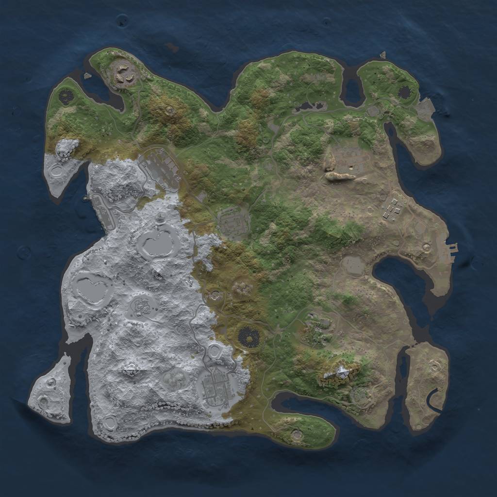 Rust Map: Procedural Map, Size: 3450, Seed: 41148062, 15 Monuments