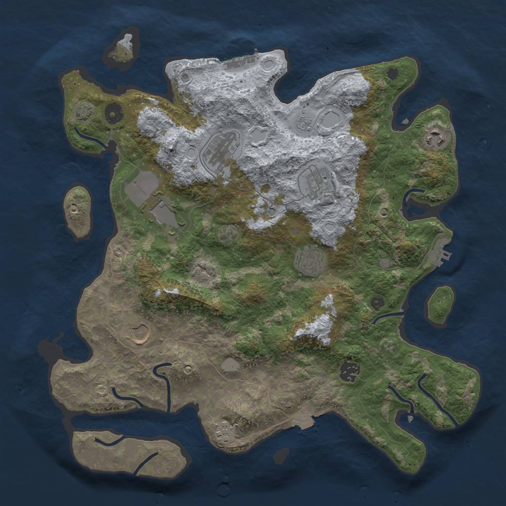 Rust Map: Procedural Map, Size: 3800, Seed: 29824827, 16 Monuments