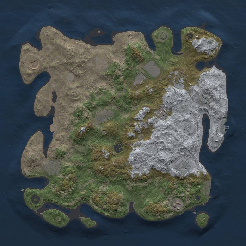 Rust Map: Procedural Map, Size: 3950, Seed: 22762185, 18 Monuments