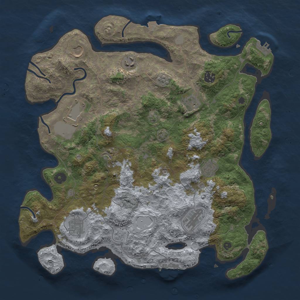 Rust Map: Procedural Map, Size: 3900, Seed: 50216772, 18 Monuments