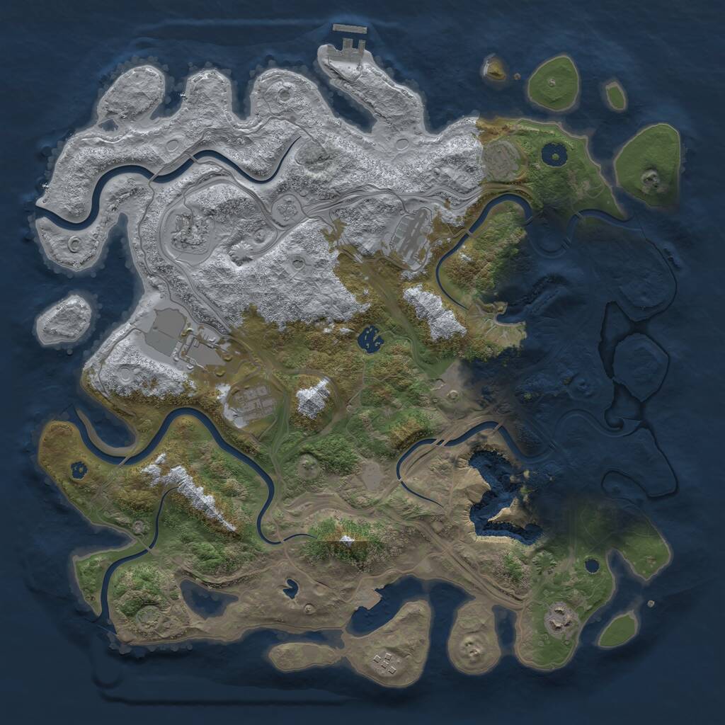 Rust Map: Procedural Map, Size: 4300, Seed: 43527845, 14 Monuments