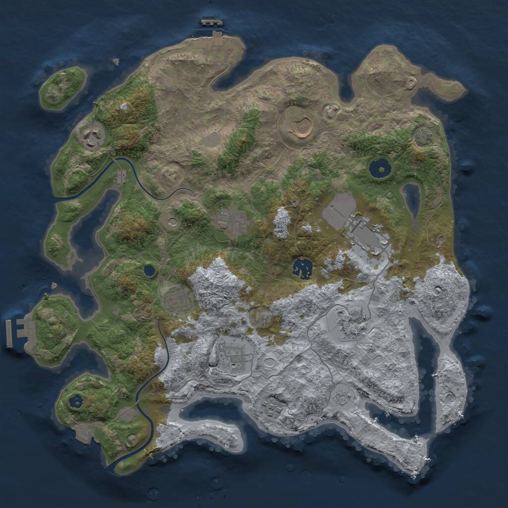 Rust Map: Procedural Map, Size: 3700, Seed: 19448592, 15 Monuments