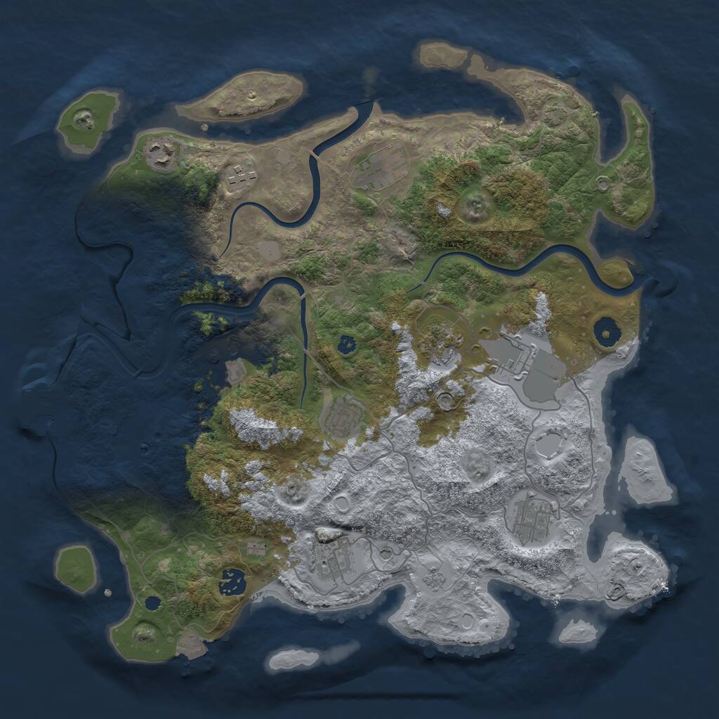 Rust Map: Procedural Map, Size: 3850, Seed: 70772128, 15 Monuments