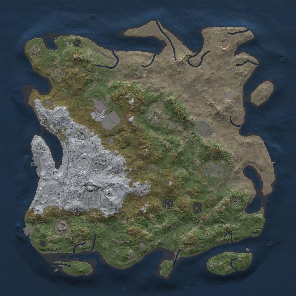 Rust Map: Procedural Map, Size: 4100, Seed: 97013230, 17 Monuments