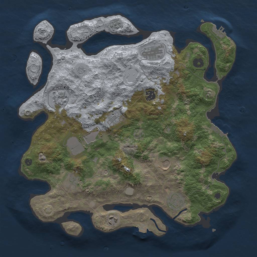 Rust Map: Procedural Map, Size: 3700, Seed: 34189967, 18 Monuments