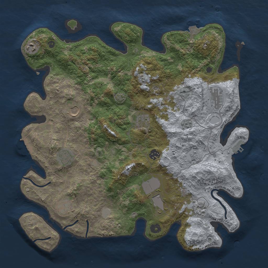 Rust Map: Procedural Map, Size: 3900, Seed: 1720623188, 18 Monuments