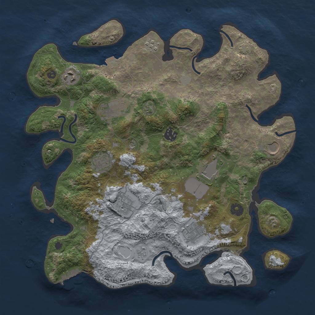 Rust Map: Procedural Map, Size: 3600, Seed: 14018857, 16 Monuments