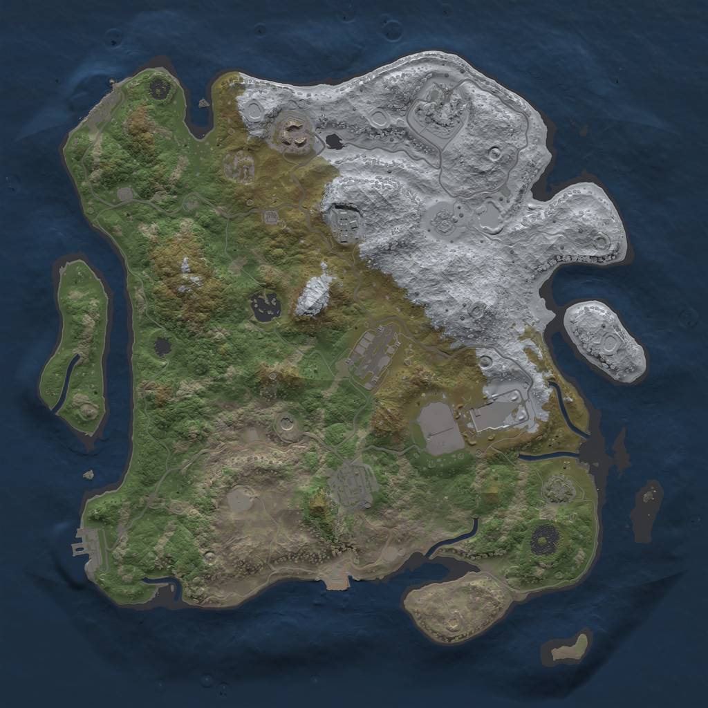 Rust Map: Procedural Map, Size: 3500, Seed: 49410004, 15 Monuments