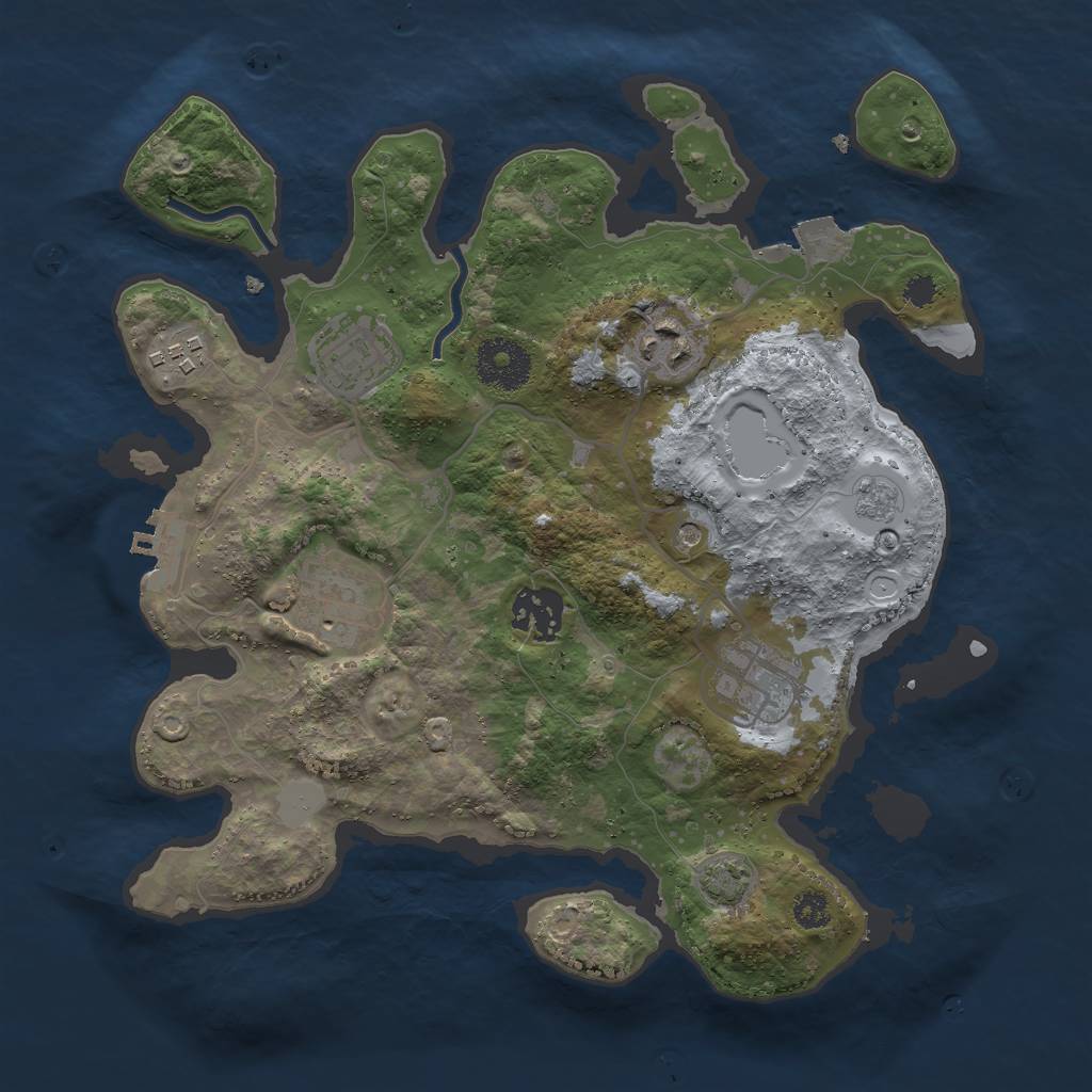 Rust Map: Procedural Map, Size: 3000, Seed: 93705301, 13 Monuments