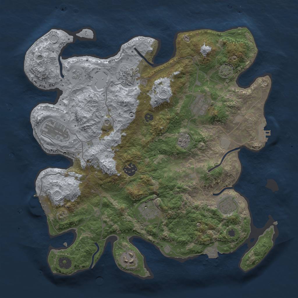 Rust Map: Procedural Map, Size: 3450, Seed: 84364314, 16 Monuments