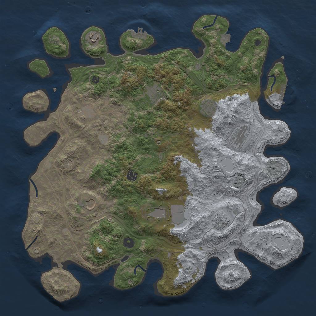 Rust Map: Procedural Map, Size: 4300, Seed: 60760111, 18 Monuments