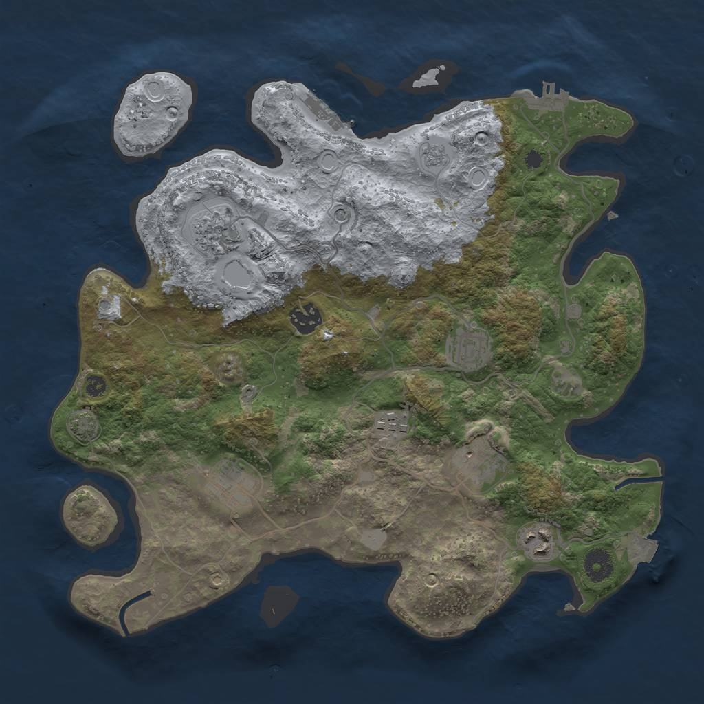 Rust Map: Procedural Map, Size: 3450, Seed: 27178090, 15 Monuments