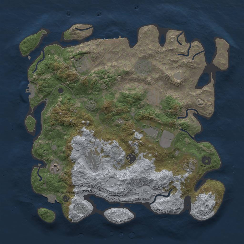 Rust Map: Procedural Map, Size: 3800, Seed: 84649638, 17 Monuments