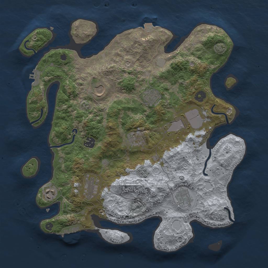 Rust Map: Procedural Map, Size: 3600, Seed: 66946654, 17 Monuments