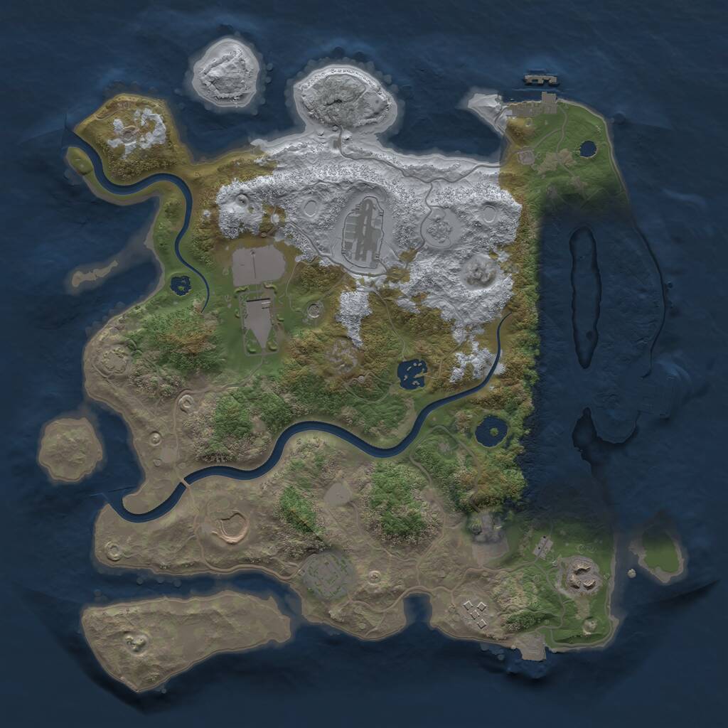 Rust Map: Procedural Map, Size: 3550, Seed: 47946967, 14 Monuments