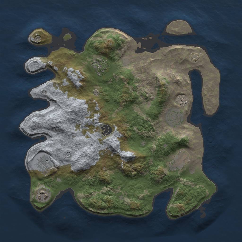 Rust Map: Barren, Size: 3300, Seed: 123456, 11 Monuments