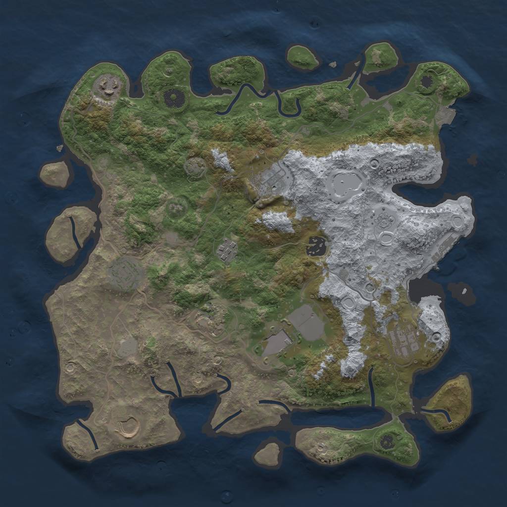 Rust Map: Procedural Map, Size: 3650, Seed: 97767183, 16 Monuments