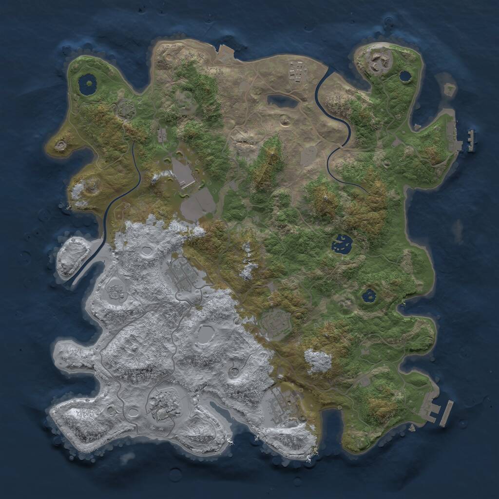 Rust Map: Procedural Map, Size: 3700, Seed: 77811808, 14 Monuments