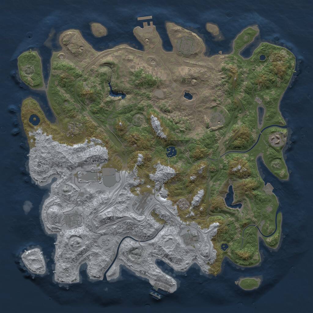 Rust Map: Procedural Map, Size: 4300, Seed: 40394221, 16 Monuments