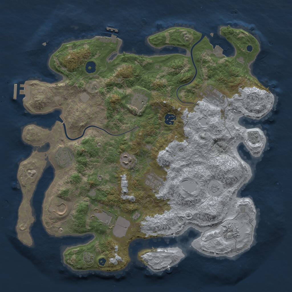 Rust Map: Procedural Map, Size: 3850, Seed: 2458581, 16 Monuments
