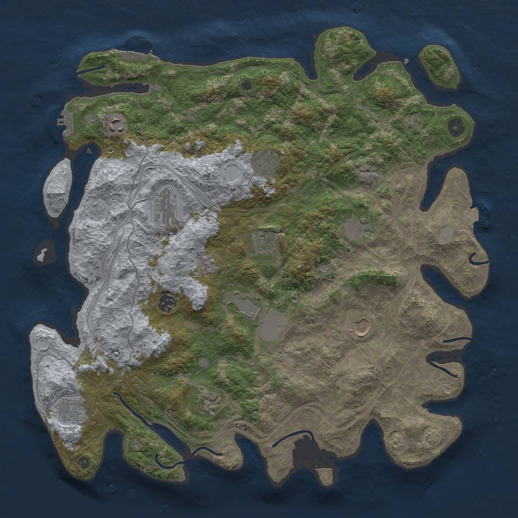 Rust Map: Procedural Map, Size: 4400, Seed: 35796965, 19 Monuments