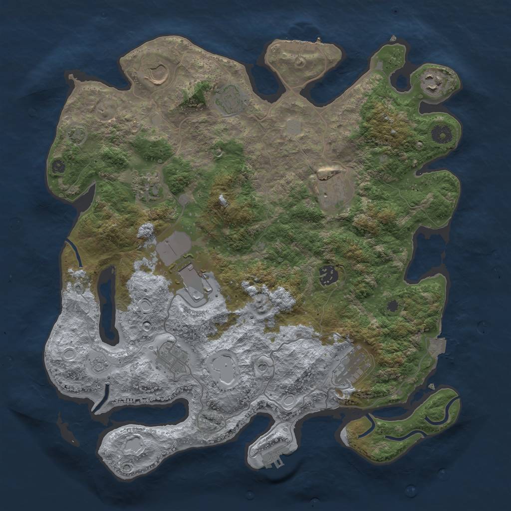 Rust Map: Procedural Map, Size: 3800, Seed: 16851821, 17 Monuments