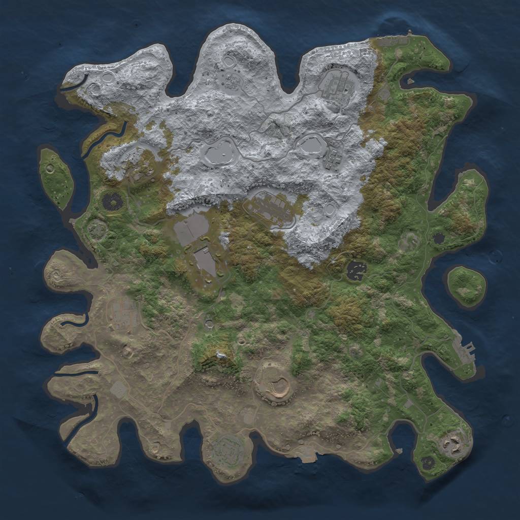 Rust Map: Procedural Map, Size: 3900, Seed: 76649765, 18 Monuments