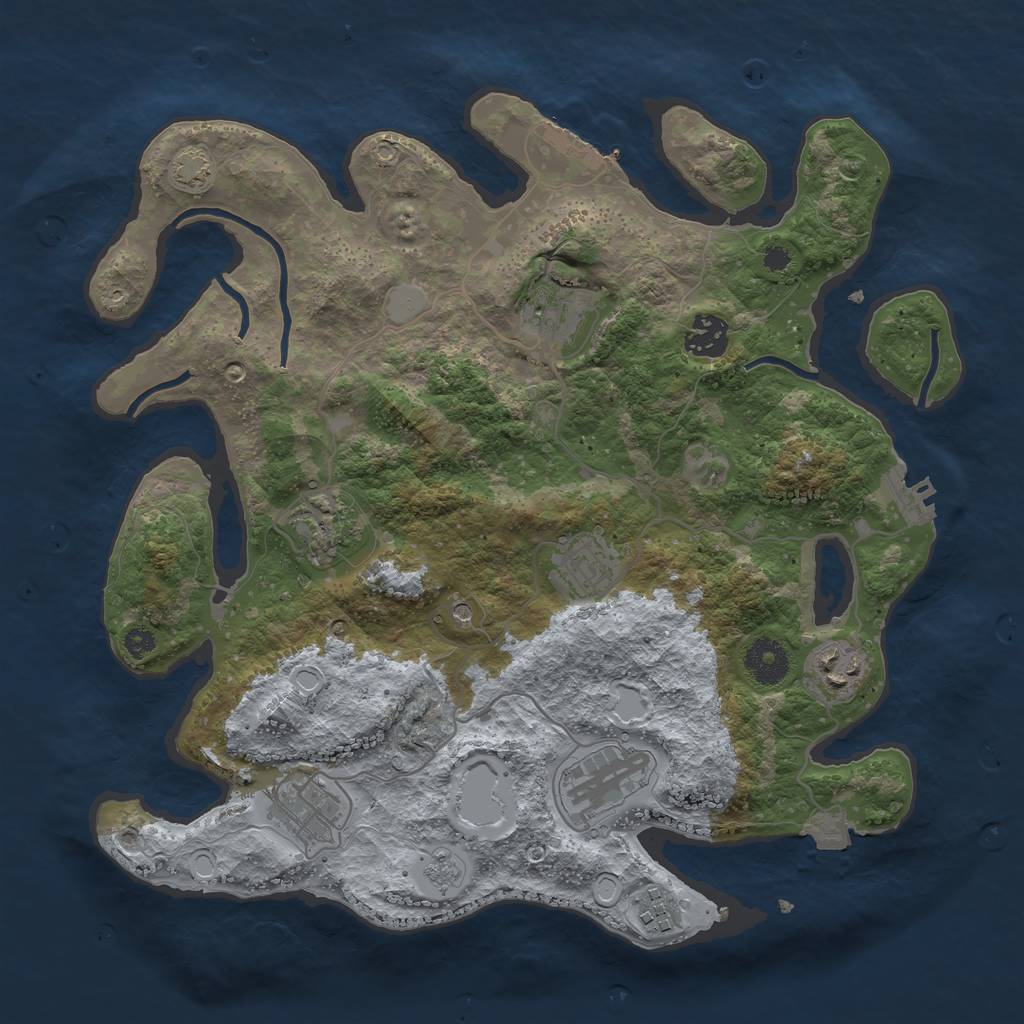 Rust Map: Procedural Map, Size: 3450, Seed: 97934527, 16 Monuments