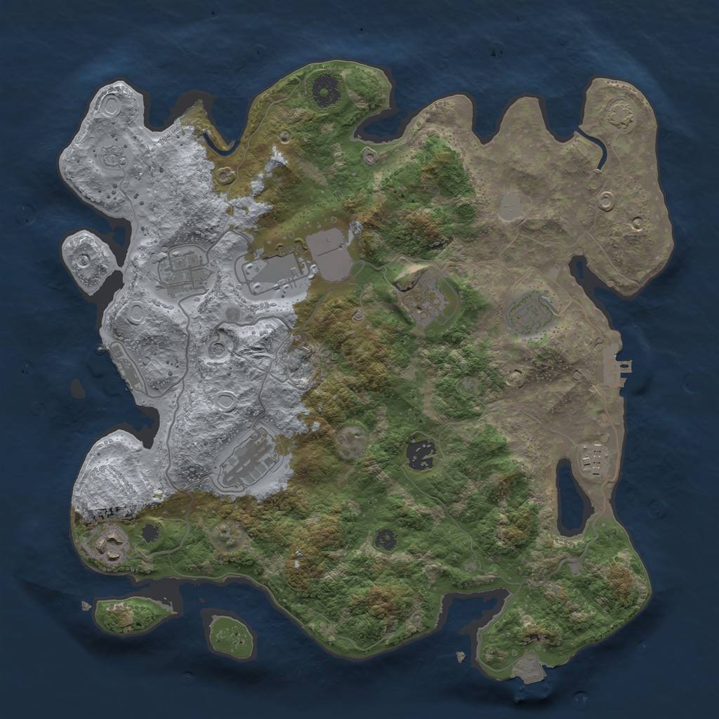Rust Map: Procedural Map, Size: 3550, Seed: 81064928, 16 Monuments