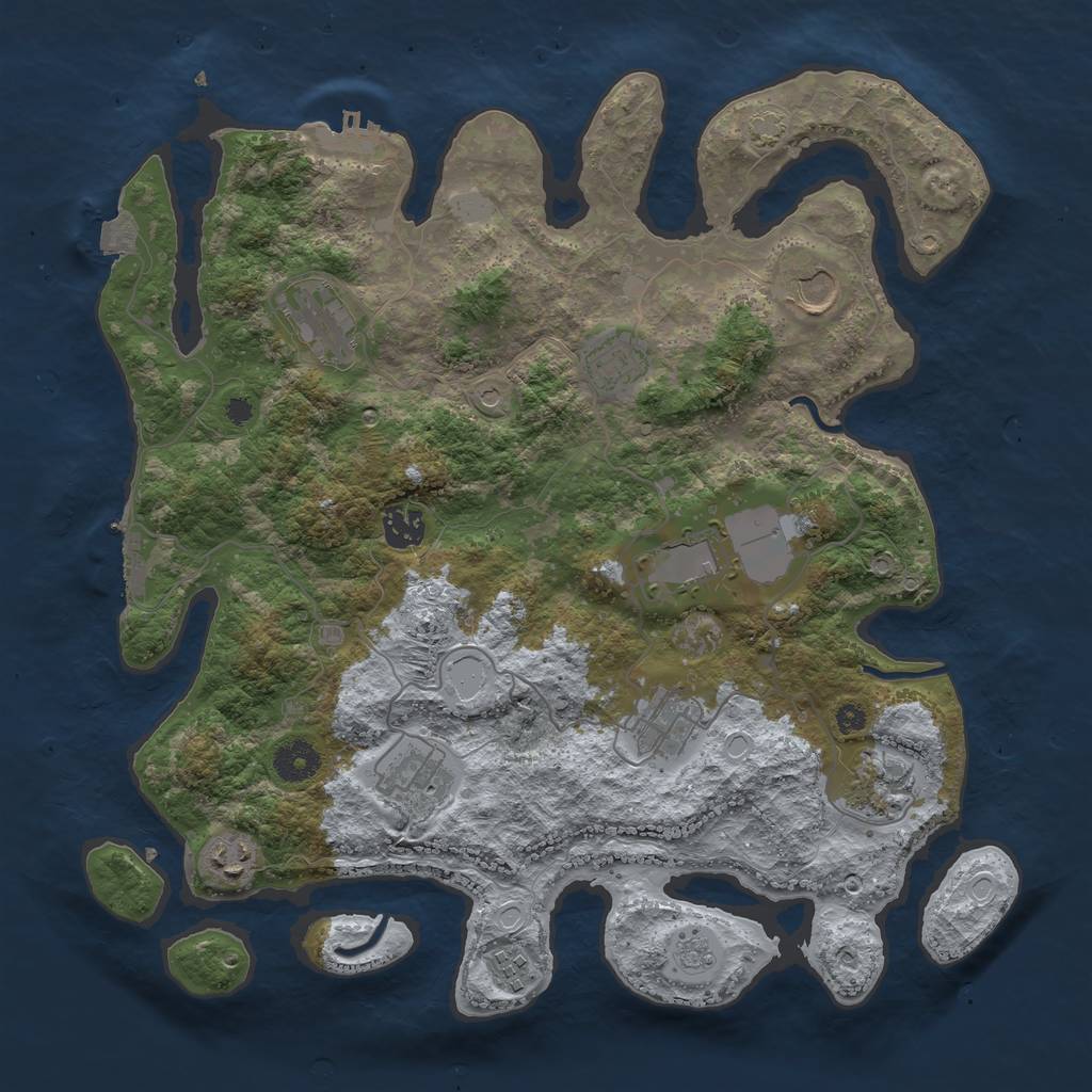 Rust Map: Procedural Map, Size: 3750, Seed: 36194588, 18 Monuments