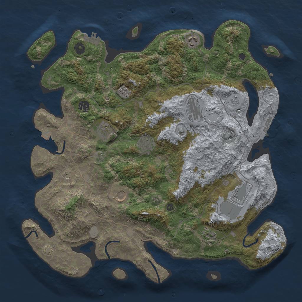 Rust Map: Procedural Map, Size: 4000, Seed: 37258873, 17 Monuments