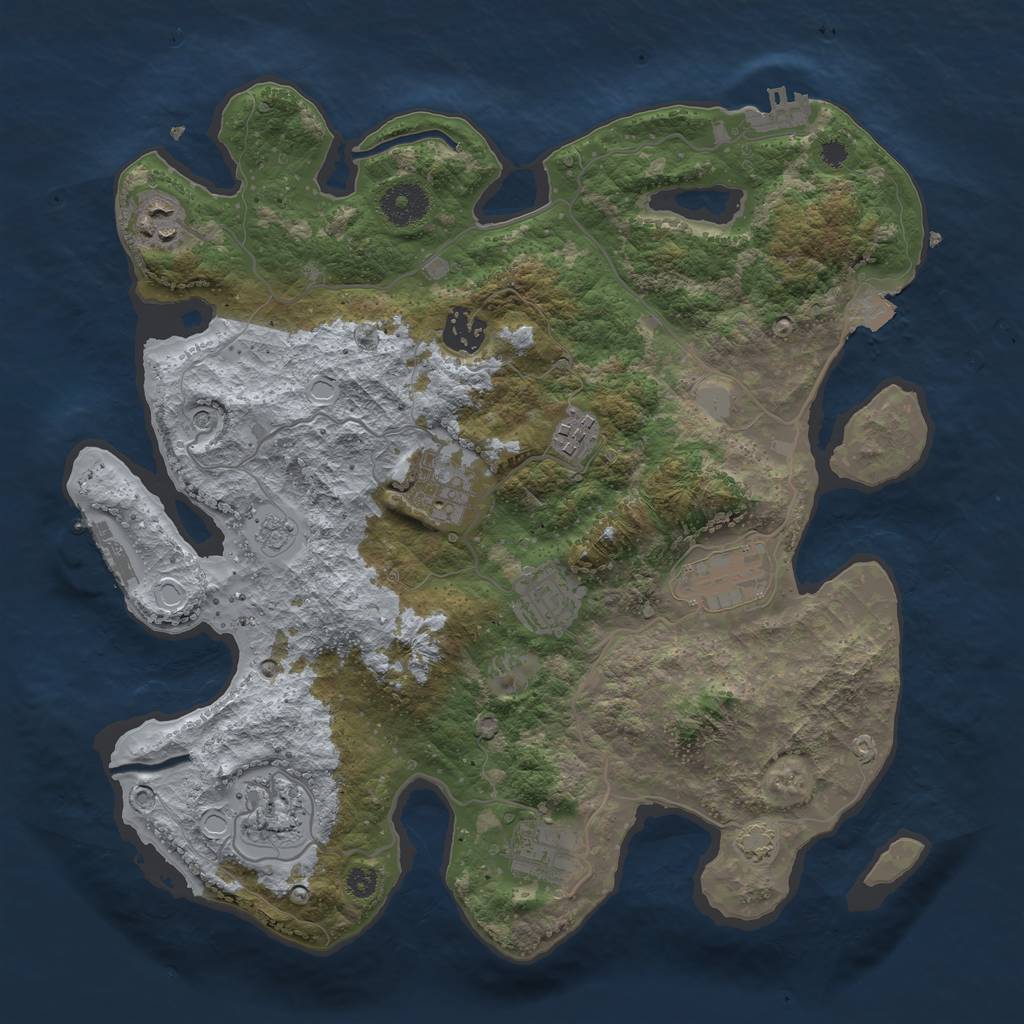 Rust Map: Procedural Map, Size: 3450, Seed: 94900251, 16 Monuments